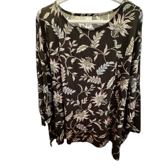 Wynne Lounge Black and White Floral Long Sleeve Women’s Size Large - Picture 1 of 6